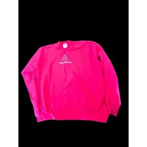 Vtg 90s Red Merry Christmas Tree Embroidered Crewneck Hanes Sweatshirt XL
